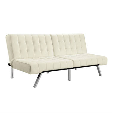 Modern sofa bed sleeper faux leather convertible sofa 2024 set couch bed sleeper chaise lounge furniture vanilla white